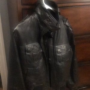 Black genuine leather kids size 12 leather jacket.
